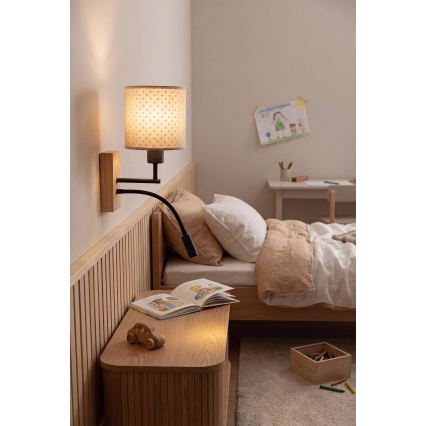 Brilagi - LED Παιδικό ευέλικτο επιτοίχιο φωτιστικό BOBO WOOD 1xE27/25W/230V + LED/3W δρυς/μαύρο/μπεζ/πουά