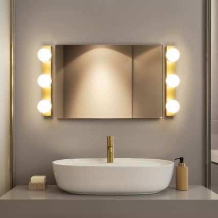 Brilagi - LED φωτιστικό καθρέφτη για μπάνιο HOLLYWOOD 3xLED/3W/230V 39 cm IP44 χρυσό