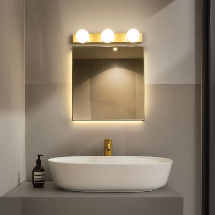 Brilagi - LED φωτιστικό καθρέφτη για μπάνιο HOLLYWOOD 3xLED/3W/230V 39 cm IP44 χρυσό
