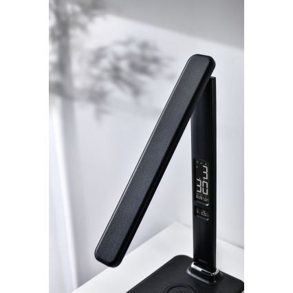 Brilagi - Επιτραπέζιο φωτιστικό LED ντιμαριζόμενο με ασύρματη φόρτιση QI και USB REGINA LED/8,5W/230V μαύρο