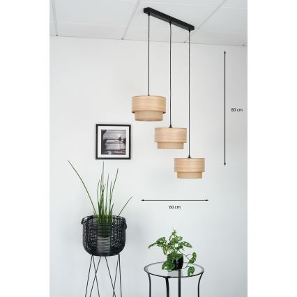 Brilagi - Φωτιστικό οροφής με καλώδιο MONTANA BOHO 3xE27/15W/230V καφέ/μαύρο