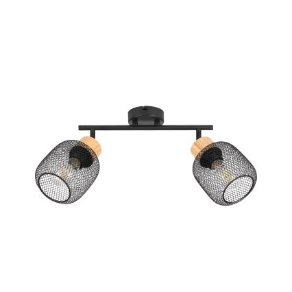 Brilagi - Φωτιστικό σποτ BASKLITE 2xE27/15W/230V ξύλο/μαύρο
