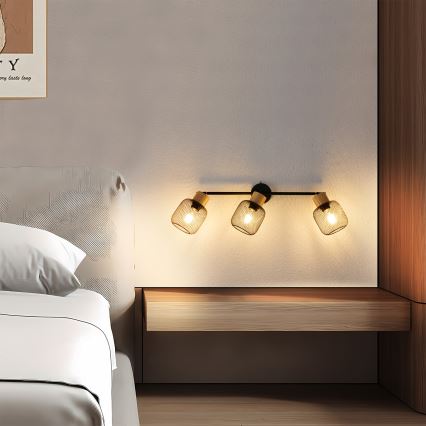 Brilagi - Φωτιστικό σποτ BASKLITE 3xE27/15W/230V ξύλινο/μαύρο