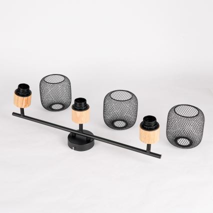 Brilagi - Φωτιστικό σποτ BASKLITE 3xE27/15W/230V ξύλινο/μαύρο