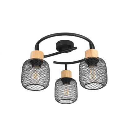 Brilagi - Φωτιστικό σποτ BASKLITE 3xE27/15W/230V ξύλο/μαύρο
