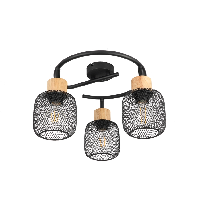 Brilagi - Φωτιστικό σποτ BASKLITE 3xE27/15W/230V ξύλο/μαύρο