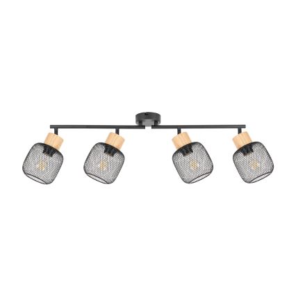Brilagi - Φωτιστικό σποτ BASKLITE 4xE27/15W/230V ξύλο καουτσούκ/μαύρο