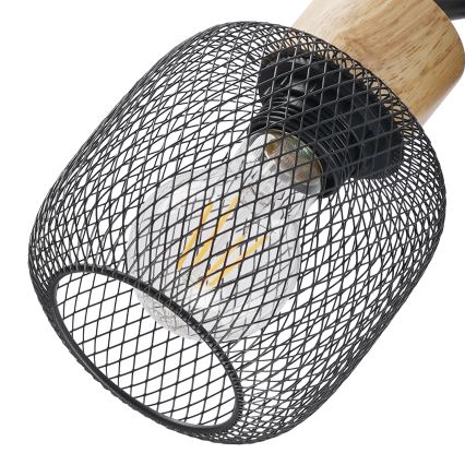 Brilagi - Φωτιστικό σποτ BASKLITE 4xE27/15W/230V ξύλο καουτσούκ/μαύρο