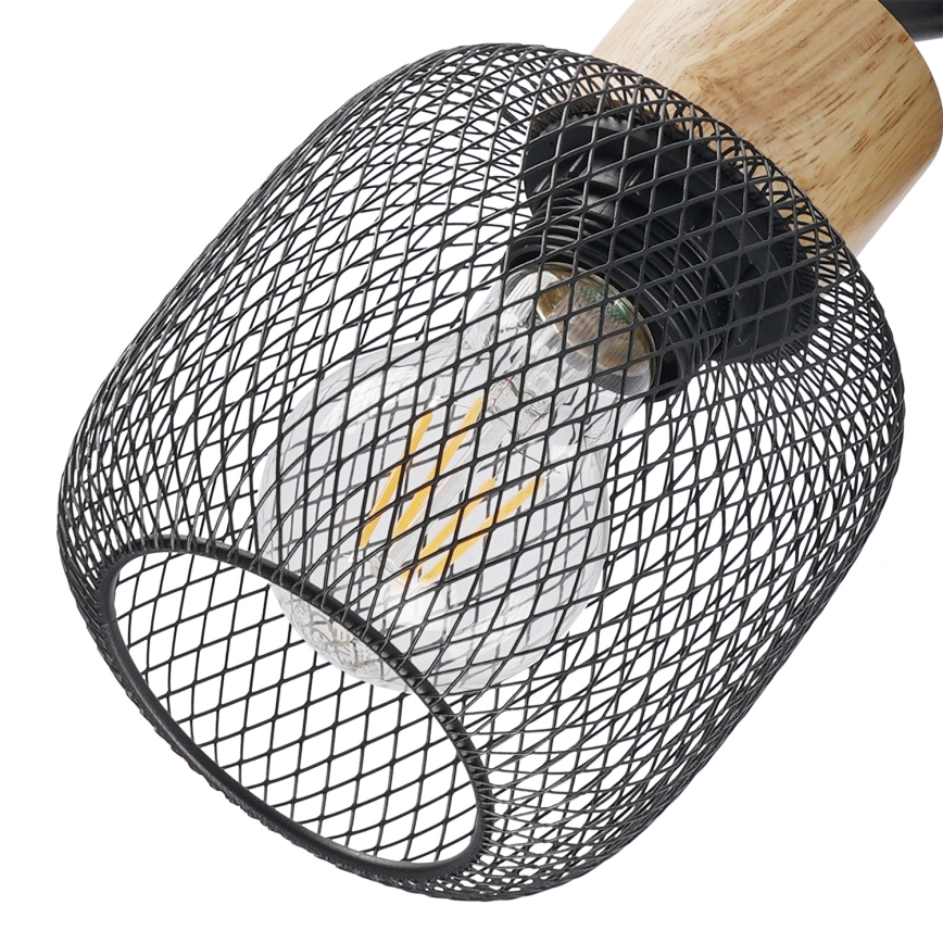 Brilagi - Φωτιστικό σποτ BASKLITE 4xE27/15W/230V ξύλο καουτσούκ/μαύρο