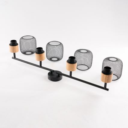 Brilagi - Φωτιστικό σποτ BASKLITE 4xE27/15W/230V ξύλο/μαύρο