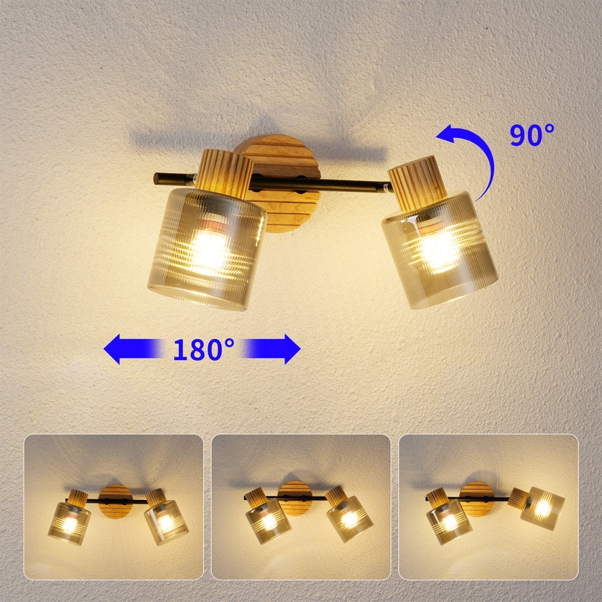 Brilagi - Φωτιστικό σποτ HYGGE 2xE14/15W/230V ξύλο/καπνιστό