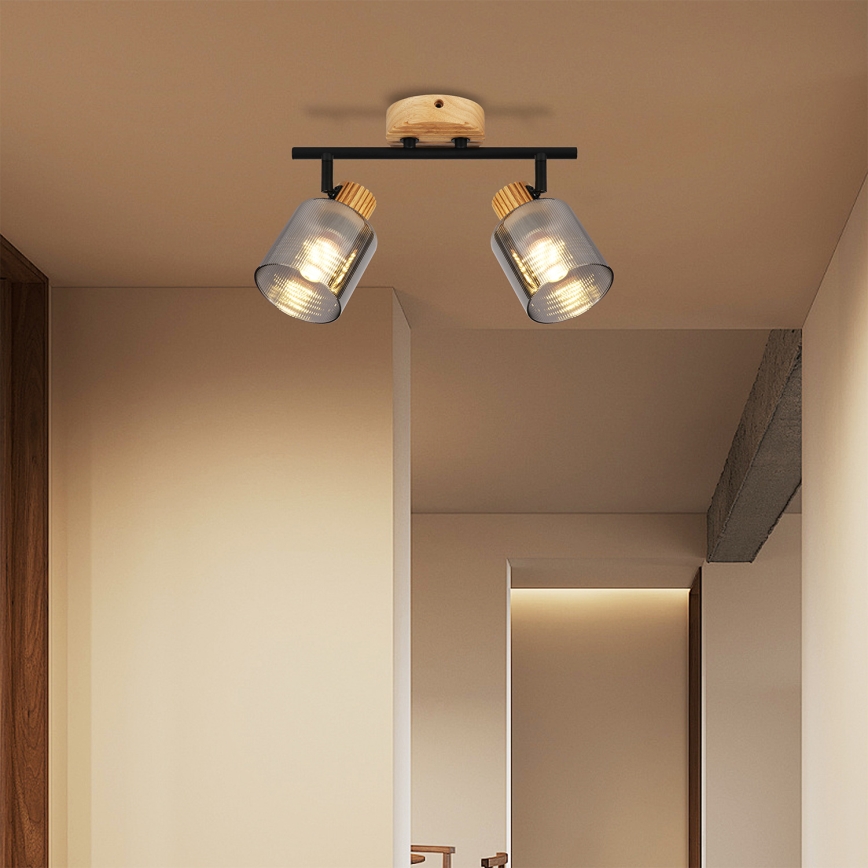 Brilagi - Φωτιστικό σποτ HYGGE 2xE14/15W/230V ξύλο/καπνιστό