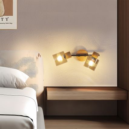 Brilagi - Φωτιστικό σποτ HYGGE 2xE14/15W/230V ξύλο/καπνιστό