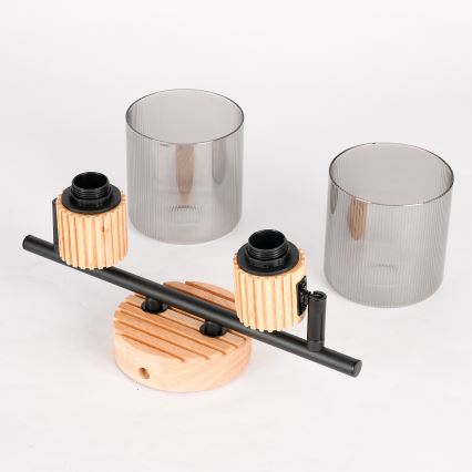 Brilagi - Φωτιστικό σποτ HYGGE 2xE14/15W/230V ξύλο/καπνιστό