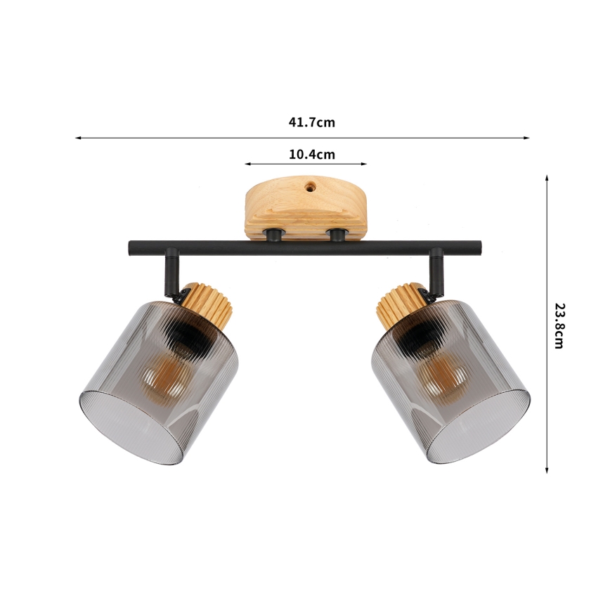 Brilagi - Φωτιστικό σποτ HYGGE 2xE14/15W/230V ξύλο/καπνιστό