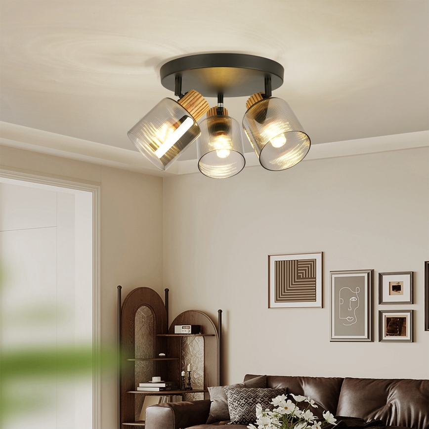 Brilagi - Φωτιστικό σποτ HYGGE 3xE14/15W/230V μαύρο/καπνιστό