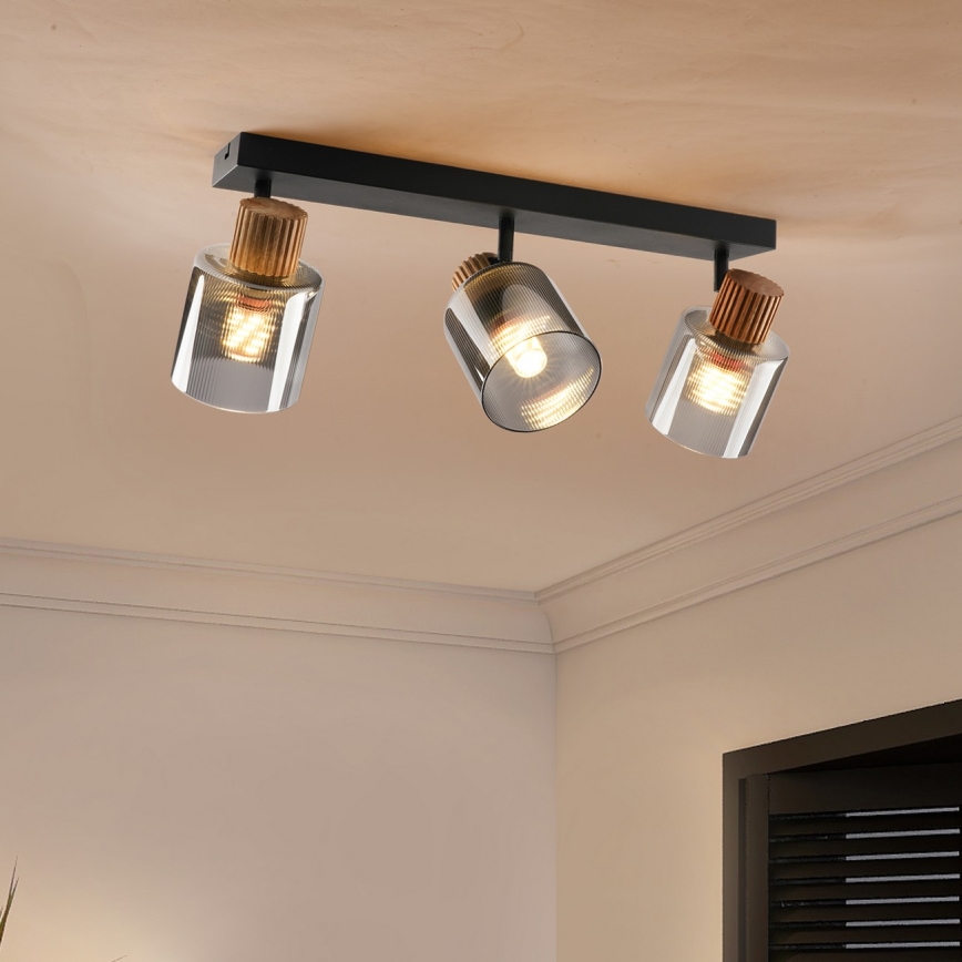 Brilagi - Φωτιστικό σποτ HYGGE 3xE14/15W/230V μαύρο/καπνιστό