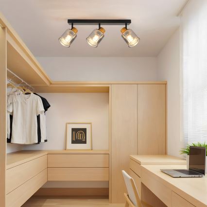 Brilagi - Φωτιστικό σποτ HYGGE 3xE14/15W/230V μαύρο/καπνιστό