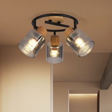 Brilagi - Φωτιστικό σποτ HYGGE 3xE14/15W/230V ξύλινο/καπνιστό
