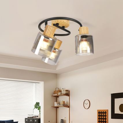 Brilagi - Φωτιστικό σποτ HYGGE 3xE14/15W/230V ξύλινο/καπνιστό