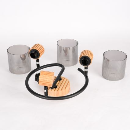 Brilagi - Φωτιστικό σποτ HYGGE 3xE14/15W/230V ξύλινο/καπνιστό