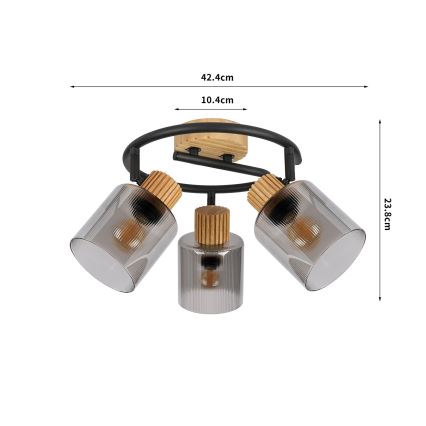 Brilagi - Φωτιστικό σποτ HYGGE 3xE14/15W/230V ξύλινο/καπνιστό