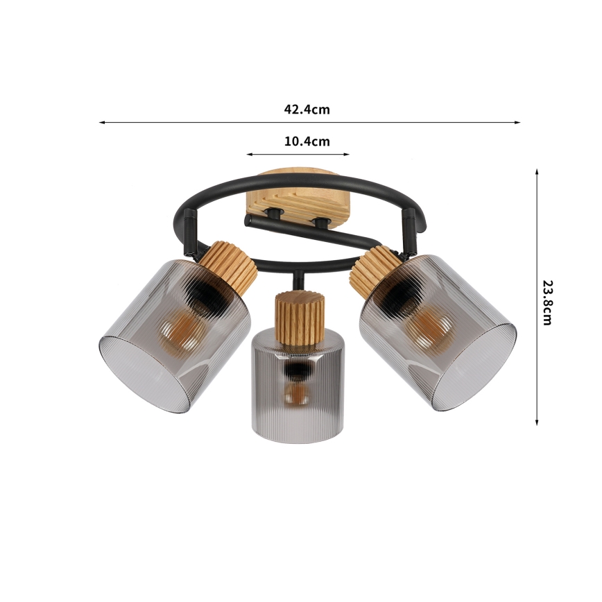 Brilagi - Φωτιστικό σποτ HYGGE 3xE14/15W/230V ξύλινο/καπνιστό