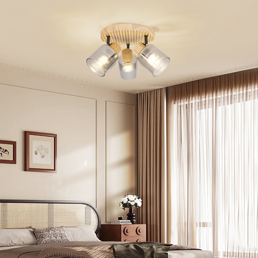 Brilagi - Φωτιστικό σποτ HYGGE 3xE14/15W/230V ξύλινο/καπνιστό