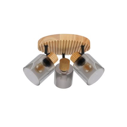 Brilagi - Φωτιστικό σποτ HYGGE 3xE14/15W/230V ξύλινο/καπνιστό