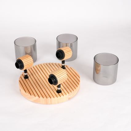 Brilagi - Φωτιστικό σποτ HYGGE 3xE14/15W/230V ξύλινο/καπνιστό