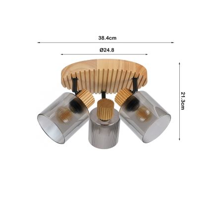Brilagi - Φωτιστικό σποτ HYGGE 3xE14/15W/230V ξύλινο/καπνιστό