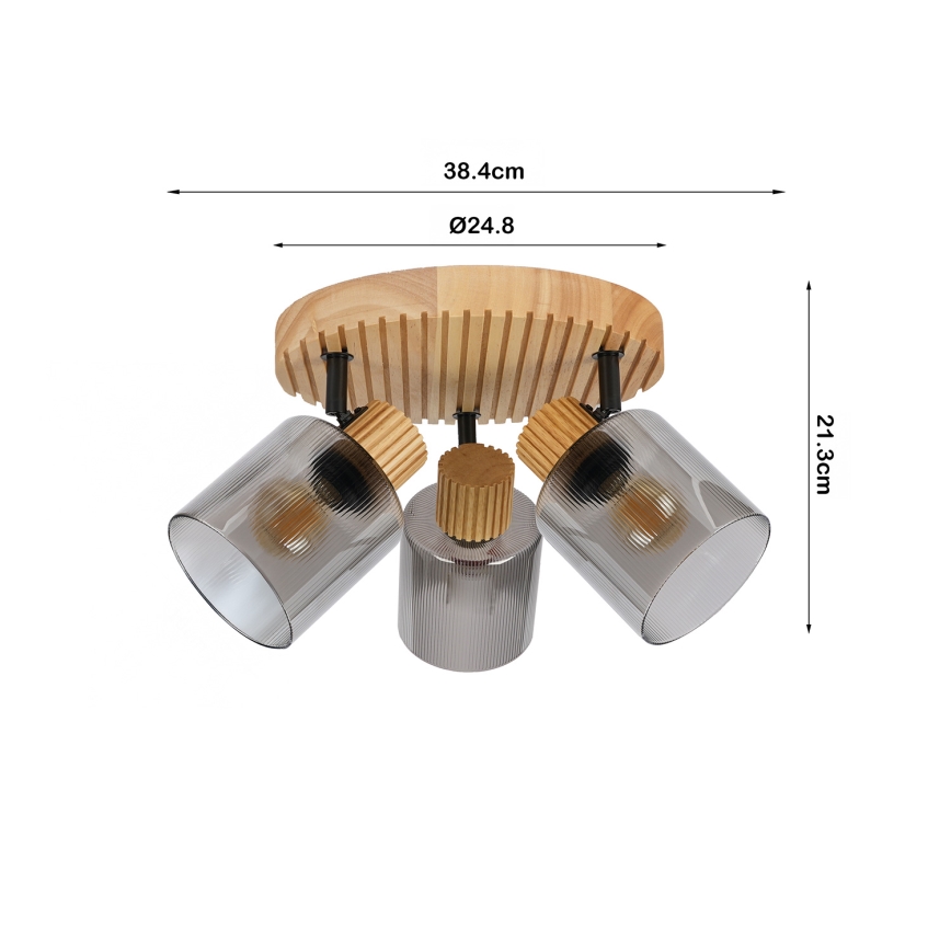 Brilagi - Φωτιστικό σποτ HYGGE 3xE14/15W/230V ξύλινο/καπνιστό