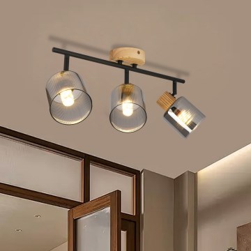 Brilagi - Φωτιστικό σποτ HYGGE 3xE14/15W/230V ξύλο/καπνιστό