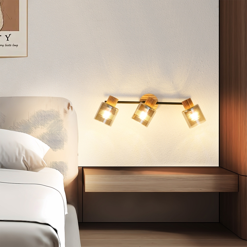 Brilagi - Φωτιστικό σποτ HYGGE 3xE14/15W/230V ξύλο/καπνιστό