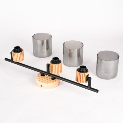 Brilagi - Φωτιστικό σποτ HYGGE 3xE14/15W/230V ξύλο/καπνιστό