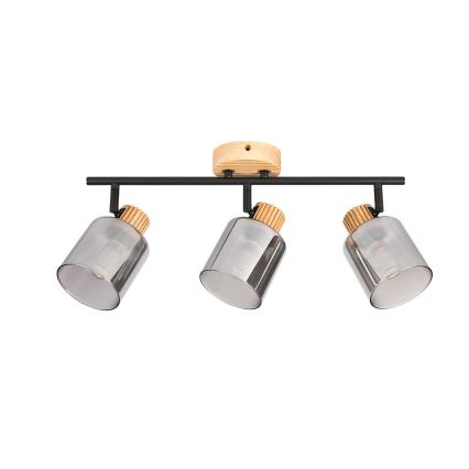 Brilagi - Φωτιστικό σποτ HYGGE 3xE14/15W/230V ξύλο καουτσούκ/καπνιστό