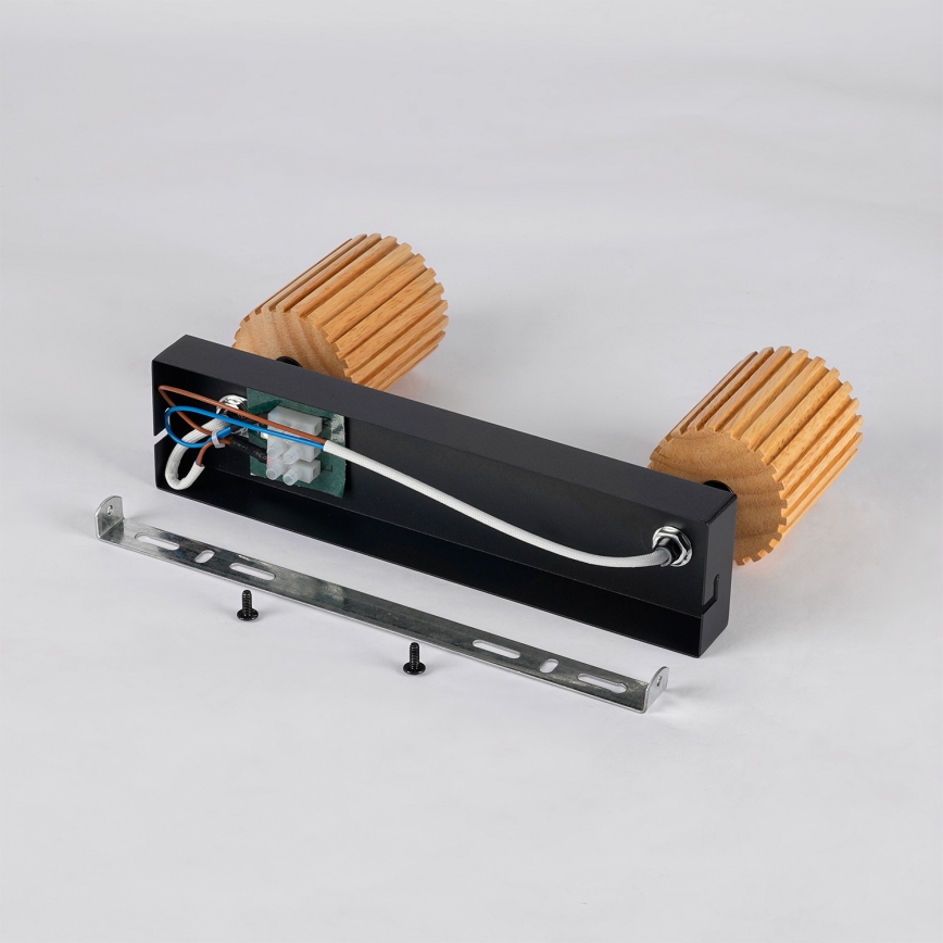 Brilagi - Φωτιστικό σποτ MODERN WOOD 2xGU10/8W/230V από ξύλο καουτσούκου/μαύρο