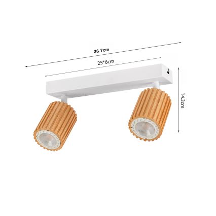 Brilagi - Φωτιστικό σποτ MODERN WOOD 2xGU10/8W/230V καουτσουκιά/λευκό