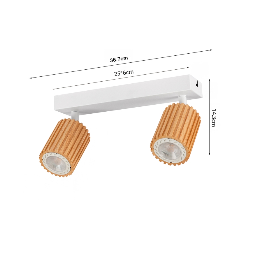 Brilagi - Φωτιστικό σποτ MODERN WOOD 2xGU10/8W/230V καουτσουκιά/λευκό
