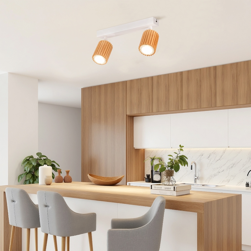 Brilagi - Φωτιστικό σποτ MODERN WOOD 2xGU10/8W/230V ξύλο/λευκό