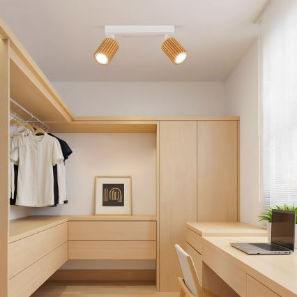 Brilagi - Φωτιστικό σποτ MODERN WOOD 2xGU10/8W/230V ξύλο/λευκό