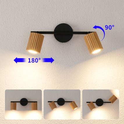 Brilagi - Φωτιστικό σποτ MODERN WOOD 2xGU10/8W/230V ξύλο καουτσούκ/μαύρο