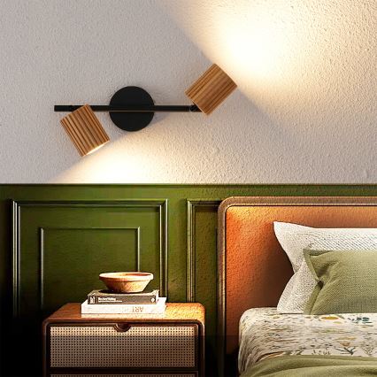 Brilagi - Φωτιστικό σποτ MODERN WOOD 2xGU10/8W/230V ξύλο καουτσούκ/μαύρο