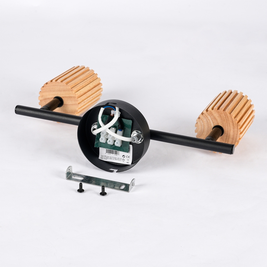 Brilagi - Φωτιστικό σποτ MODERN WOOD 2xGU10/8W/230V ξύλο καουτσούκ/μαύρο