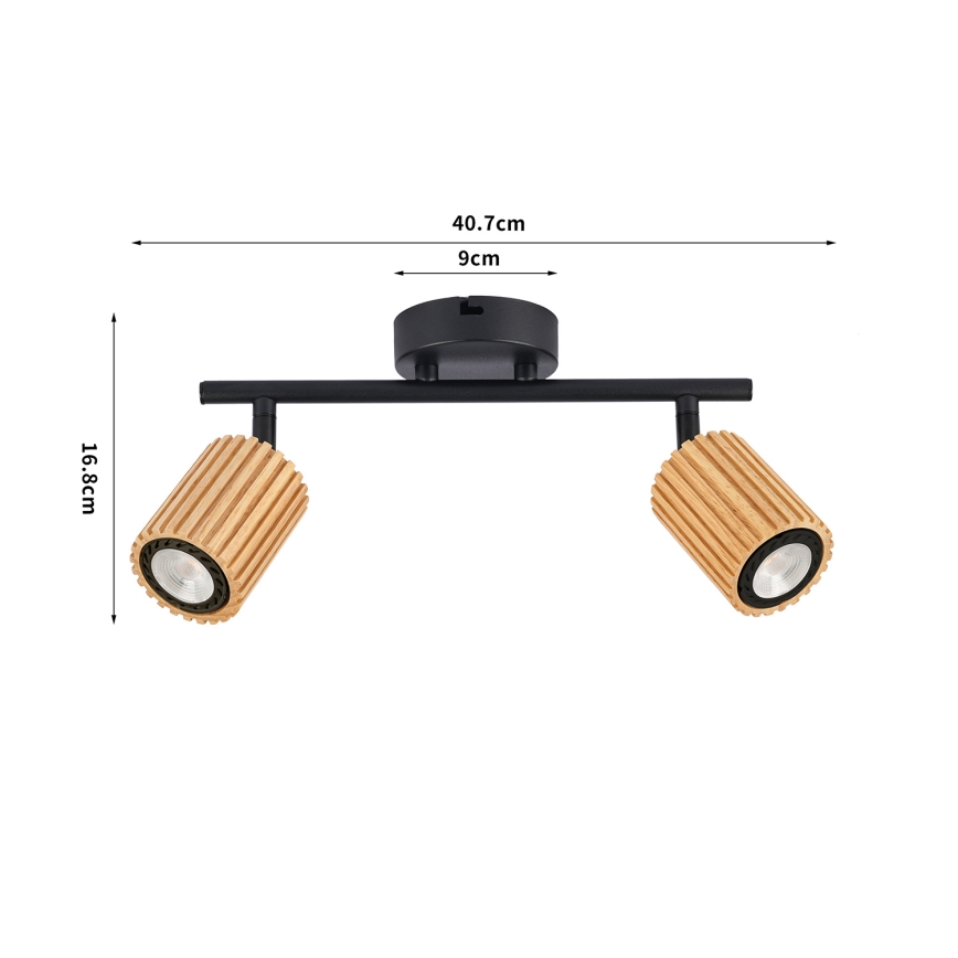 Brilagi - Φωτιστικό σποτ MODERN WOOD 2xGU10/8W/230V ξύλο καουτσούκ/μαύρο
