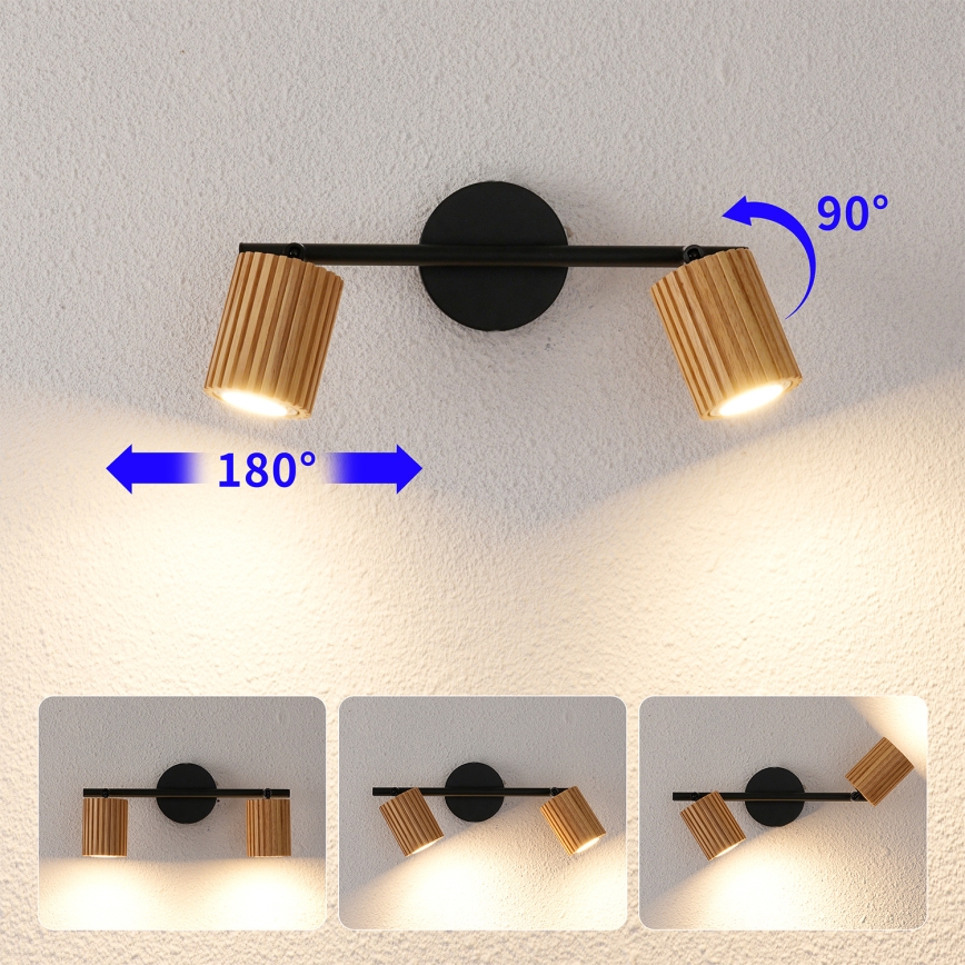 Brilagi - Φωτιστικό σποτ MODERN WOOD 2xGU10/8W/230V ξύλο/μαύρο