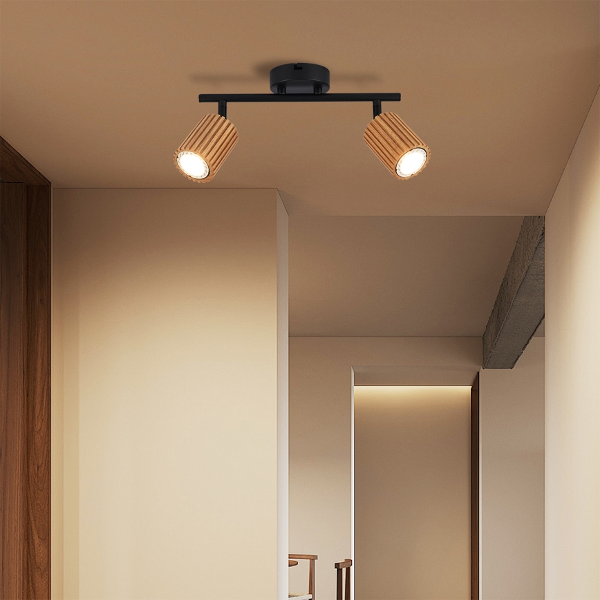Brilagi - Φωτιστικό σποτ MODERN WOOD 2xGU10/8W/230V ξύλο/μαύρο
