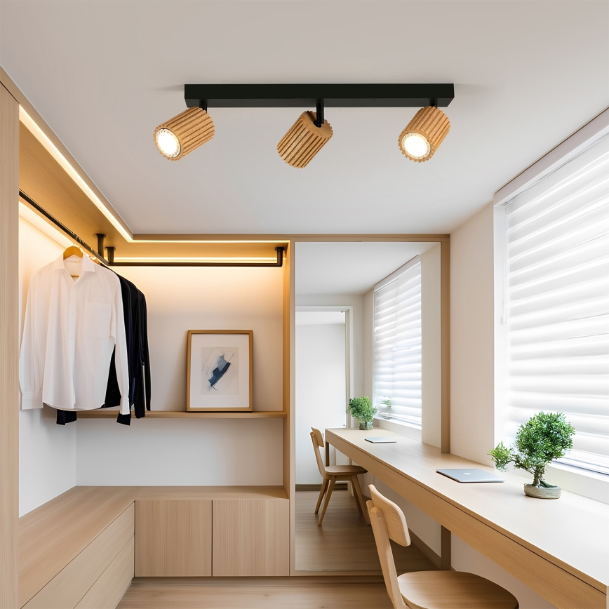 Brilagi - Φωτιστικό σποτ MODERN WOOD 3xGU10/8W/230V ξύλινο/μαύρο