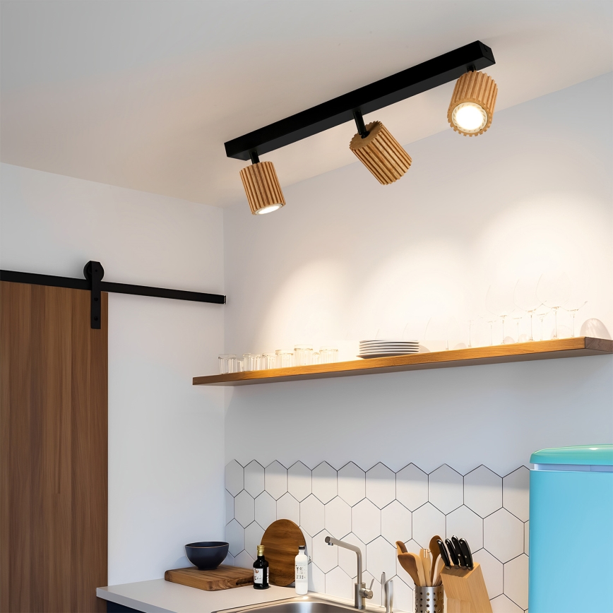 Brilagi - Φωτιστικό σποτ MODERN WOOD 3xGU10/8W/230V ξύλινο/μαύρο