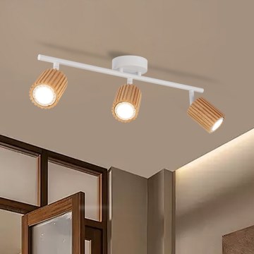 Brilagi - Φωτιστικό σποτ MODERN WOOD 3xGU10/8W/230V ξύλο/λευκό